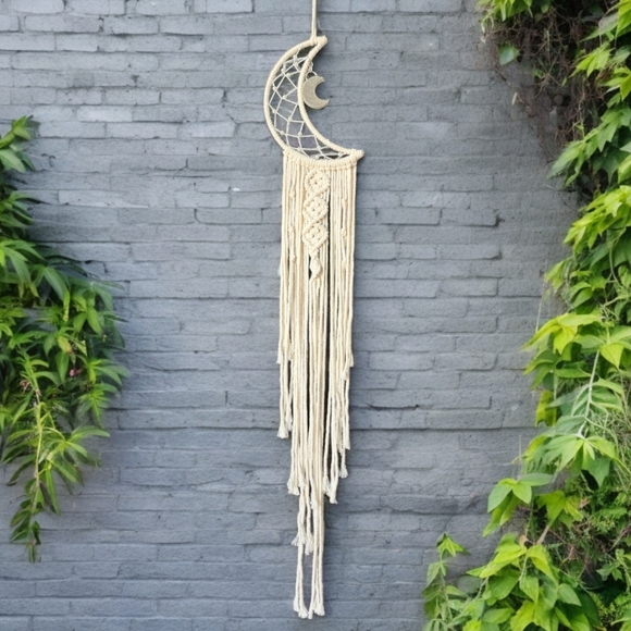 ๐๏ธ Macrame Moon Wall Hanging Dream Catcher Boho Decor - Picture 2 of 8